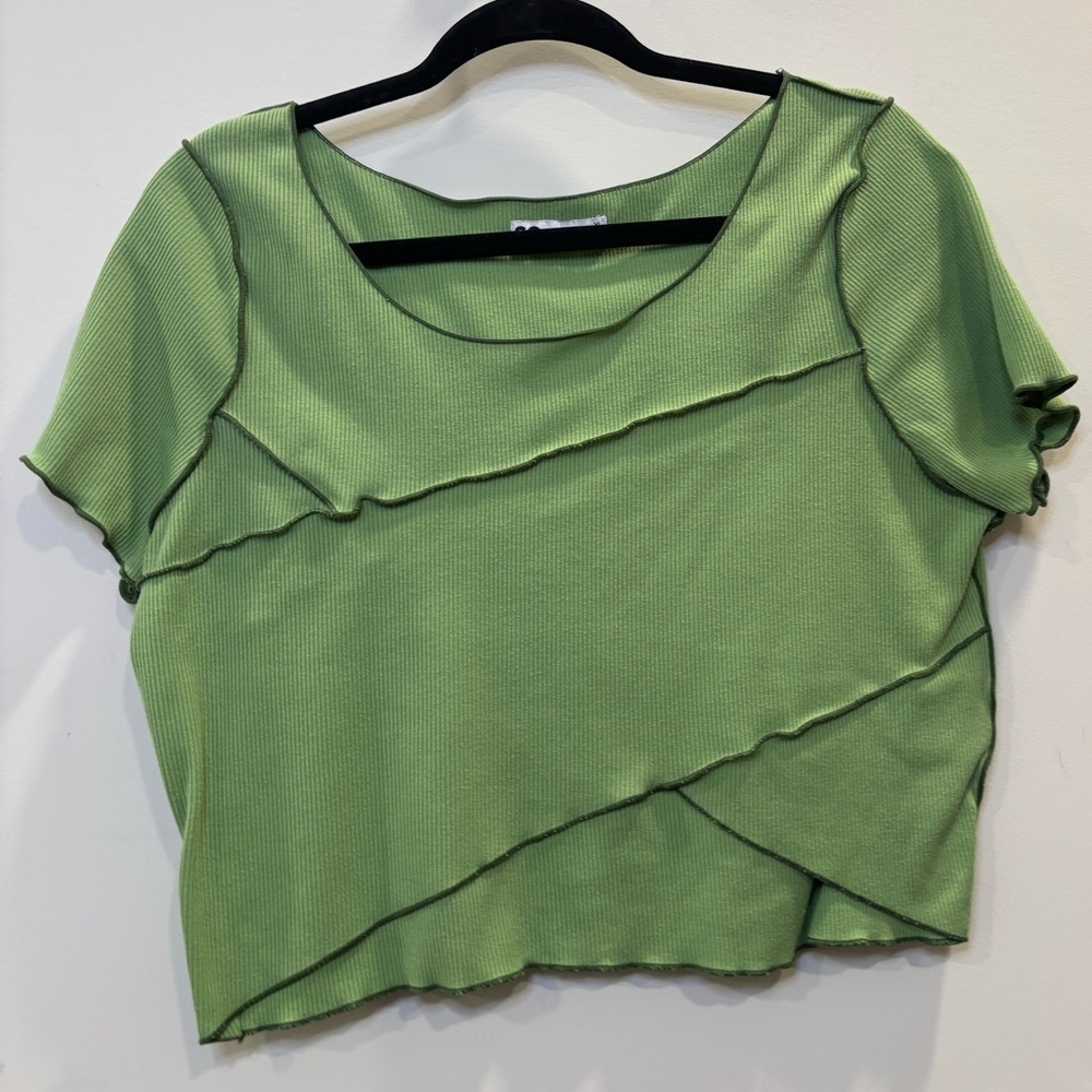 SO Y2K Green Crop Top | Women's Size XL | Pistachio Green
